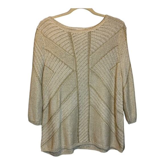 Chico's Sweater Women's Size XL Chevron White Gold Sparkle Chico's‎ 3 - Picture 1 of 4